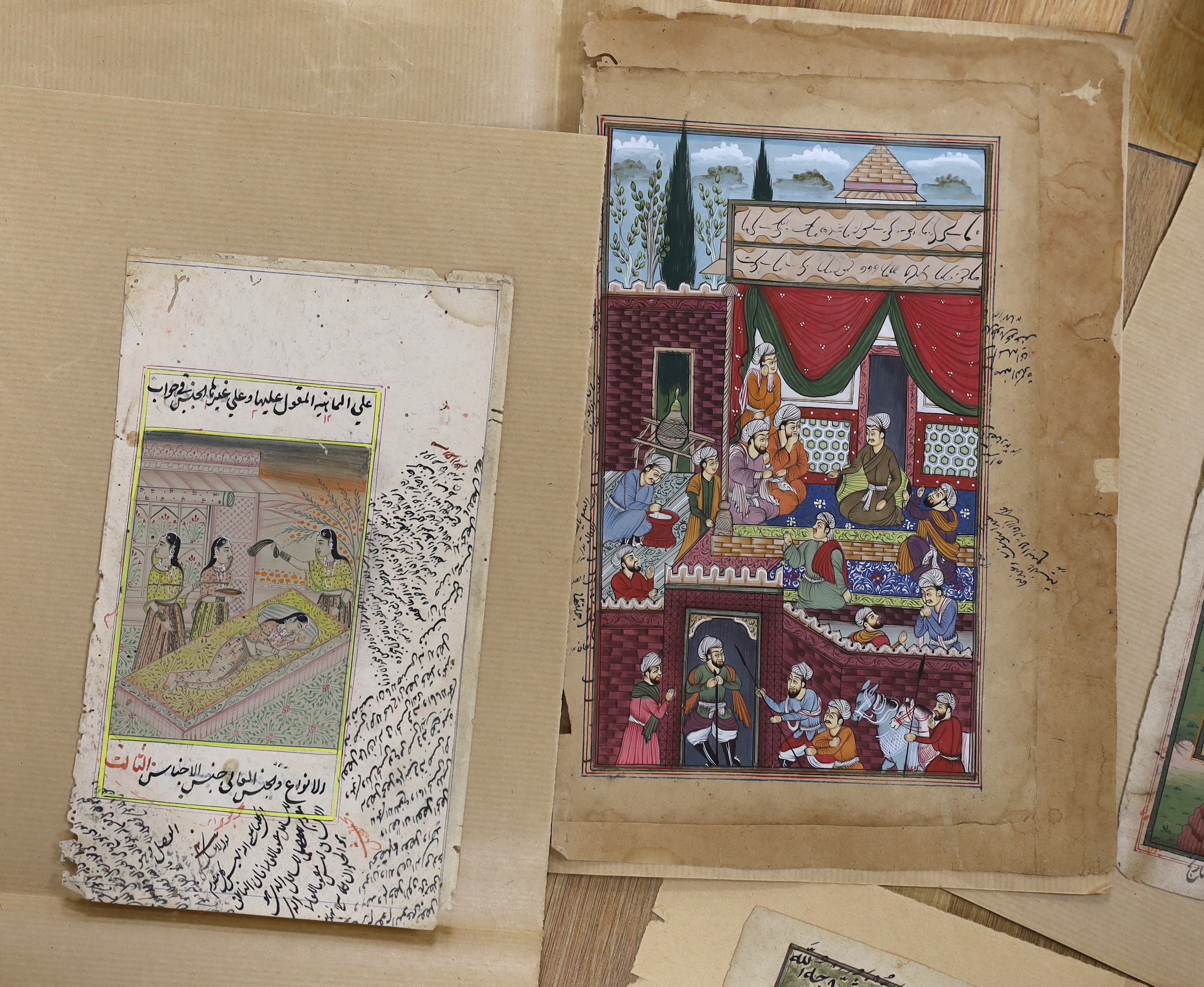 Indian School c.1900, folio of gouaches on paper, Studies of nobles and courtiers, largest approx. 23 x 14cm, unframed